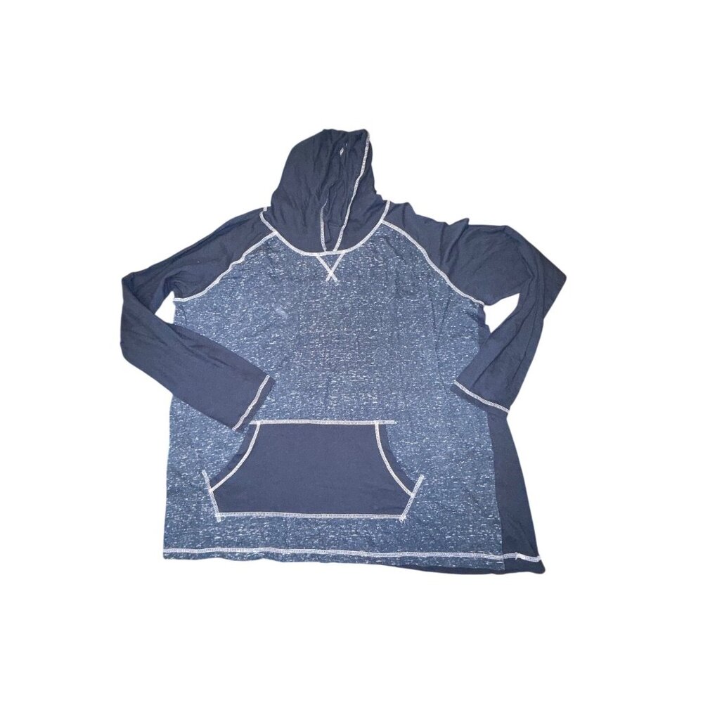 Cozy Navy Blue Hoodie With Kangaroo Pocket & Contrast Stitching XXL